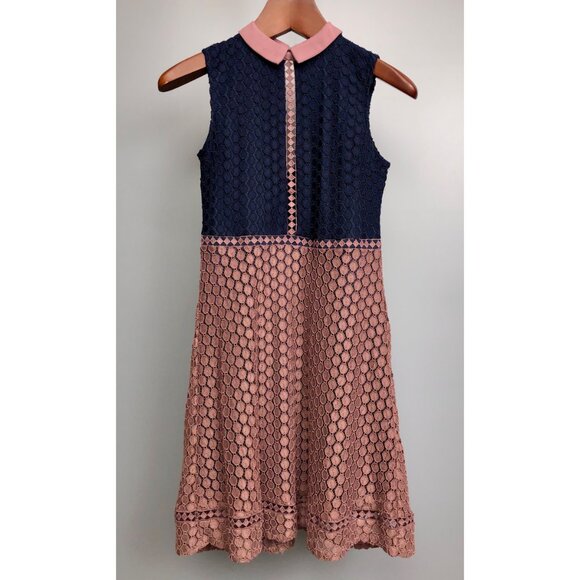 Like New Simons Lace A-Line Collared Sleeveless Midi Dress Size Small - Picture 2 of 10